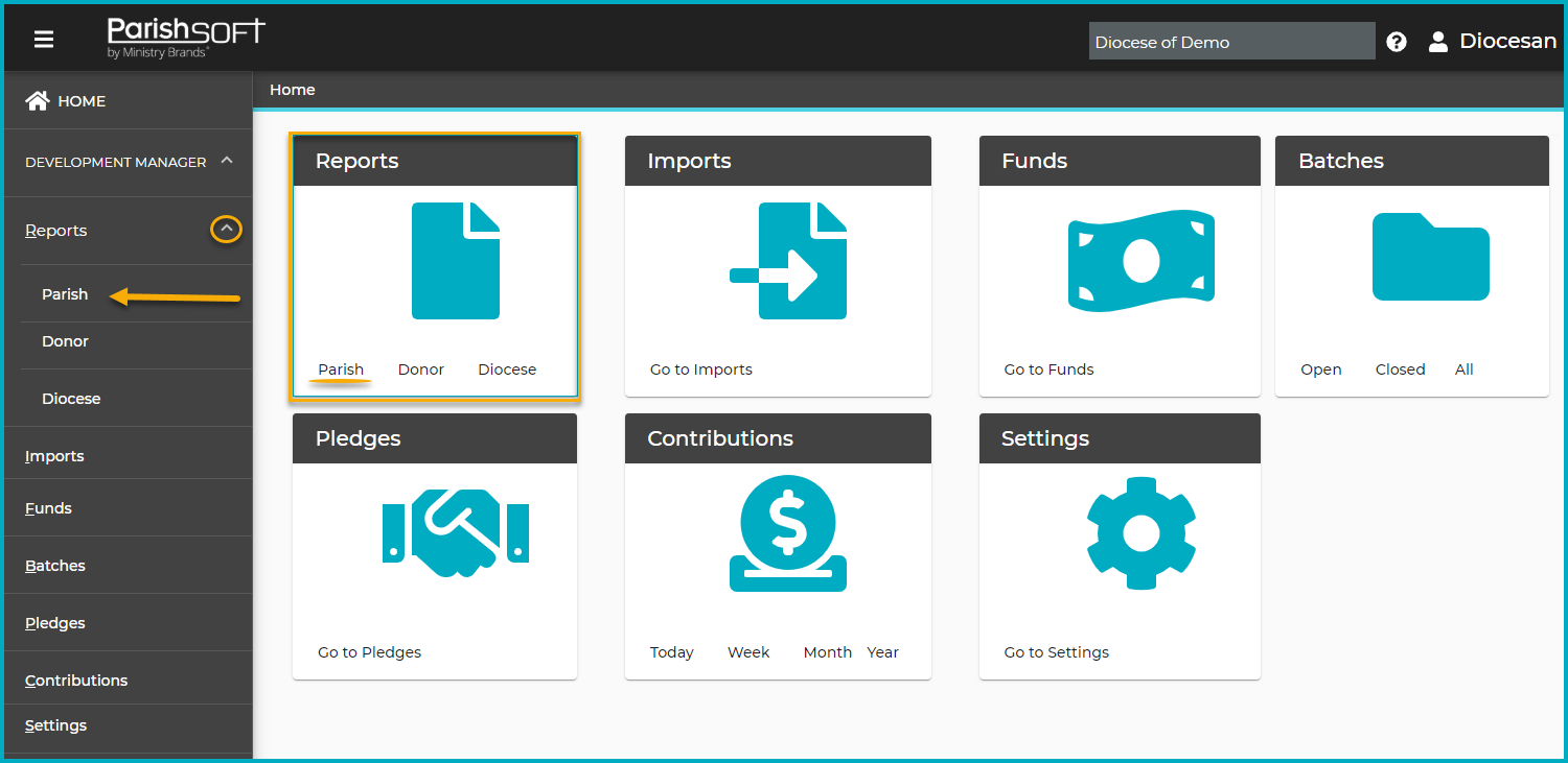 Izzy_Pages-Pane_Reports-Card_Parish-Page-Links.png